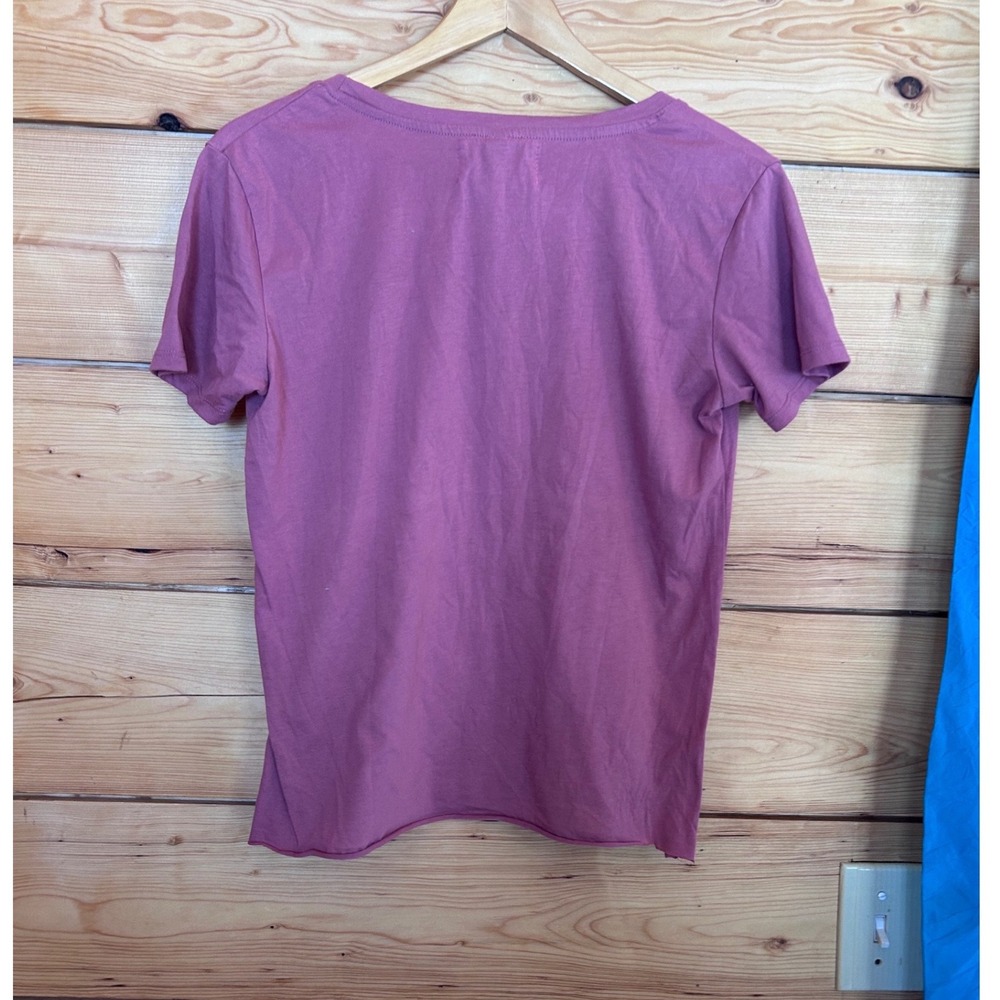 Graphic Tee Women Medium Mauve Bird Rabbit Hand Screened Art Salgado Fenwick - Picture 6 of 7